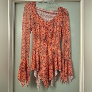 Mesh Spider Web Shirt With Hood